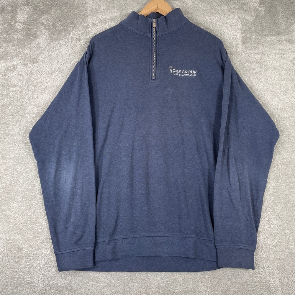 Peter Millar Quarter Zip Pullover Mens Large Blue CME Group Tour Championship